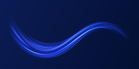 Poster - Creative vector illustration of flying cosmic meteor, planetoid, comet, fireball isolated on transparent background. Futuristic neon light effect. Speed of light concept background.