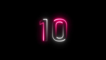 Poster - abstract bright neon countdown timer number animation 4k  