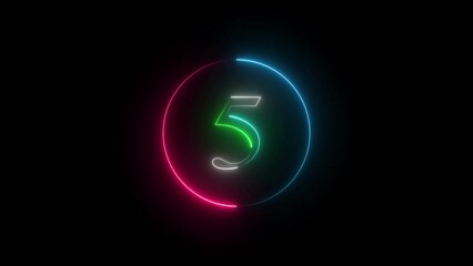 Wall Mural - abstract colorful neon countdown timer number  animation 4k  