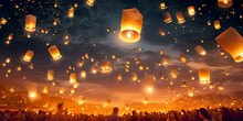 Flying Lanterns In Lantern Festival