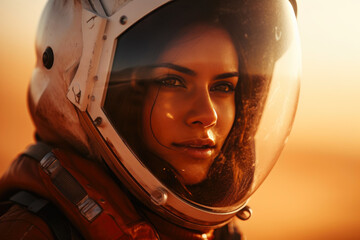 astronaut helmet close-up: mars expedition