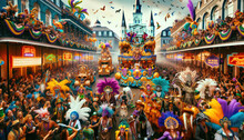 Mardi Gras Celebration,  People At Carnival Parade