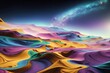 illustration abstract landscape of rainbow space. Generative AI.
