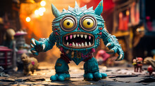 Close Up Of Toy With Monster Like Face.