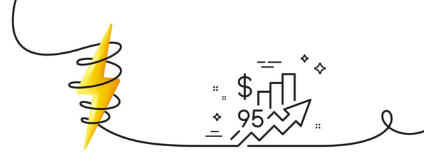 Poster - Rise price line icon. Continuous one line with curl. Petrol excise duty sign. Tax rate symbol. Rise price single outline ribbon. Loop curve with energy. Vector