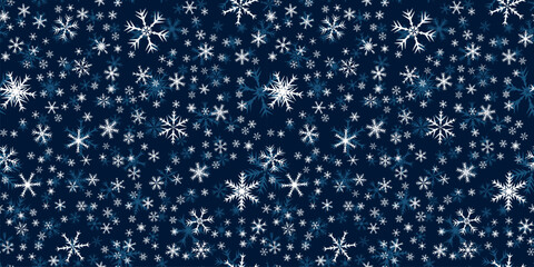 Poster - Snowflakes seamless pattern for Christmas holidays. Xmas snowflake ornament for winter holidays greeting card or wrapper. Christmas snowfall texture.