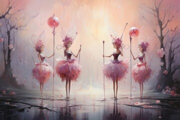 Canvas Print - Whimsical sugarplum fairies, bringing sweetness and joy to the holiday season - Generative AI