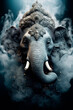 A hindu god Ganesha. Incense smoke. Generative AI