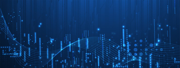 Poster - Technology Network Vector Background.. Science and technology presentation background. Big data connectivity software development