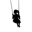 Silhouette of a little girl on the swing