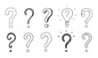 Hand drawn question marks, doodle set collection