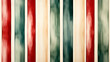 Watercolor drawing of gold, green and red Сhristmas stripes on light beige background. Texture of gift wrapping paper.
