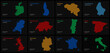 Western European countries set. Ireland, Spain, Portugal, Italy, Belgium, France, Luxembourg, Netherlands, Switzerland, UK, Liechtenstein, Germany. World Countries maps. Spiral fingerprint series