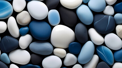 Blue stones and white pebbles PPT background poster wallpaper web page