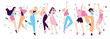 Happy Woman Character Rejoicing and Cheering Vector Set