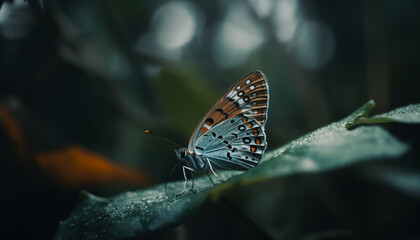 Canvas Print - The fragile beauty of a multi colored butterfly in nature tranquility generated by AI