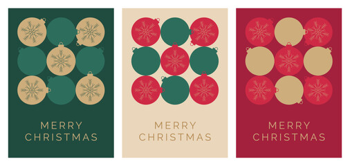 Wall Mural - christmas card design template with baubles decoration illustration. set of creative christmas cards