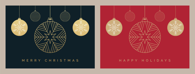 Wall Mural - christmas card design with elegant baubles decoration illustration. set of christmas card design tem