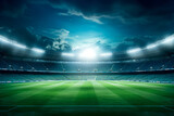 Fototapeta Londyn - Soccer stadium with bright lights at night