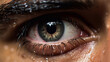 Close-up view of a grey female eyes. Illustration, wallpaper, background.