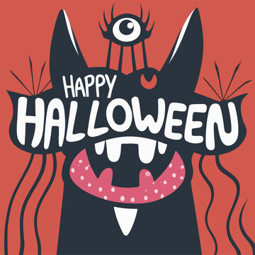 Happy Halloween Party Poster With Monster Vector
