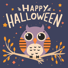Happy Helloween Owl Vector Illustration Poster 