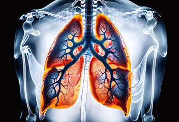 Wall Mural - illustration similar to a x ray picture shows lungs of a person