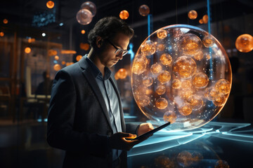 Poster - a dynamic marketing executive strategizes the launch of a new product, highlighting the creativity a