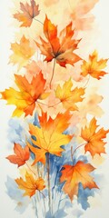 Poster - A beautiful watercolor painting depicting a bunch of leaves. This versatile image can be used in various projects, adding a touch of nature and artistry.