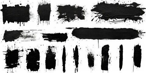 Poster - A collection of black paint strokes on a white background. This versatile image can be used for various design projects.