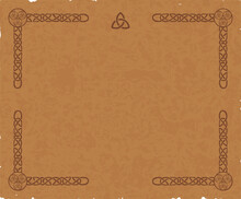 Celtic Knot Irish Frame On Brown Parchment
