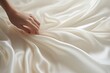 The girl lies on the bed and touches the bed, fabric, silk with her hand. It's a pleasure, I just woke up. Orgasm, intimate life, strong feelings