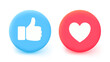 Thumb up and heart icon. Vector like and love button for website and mobile app
