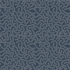 Poster - Monochrome geometric seamless pattern. White outline curved lines