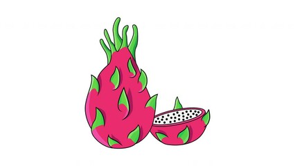 Wall Mural - Animation forms a dragon fruit icon