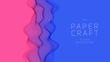 Wall Mural - violet to blue paper layers. 3d abstract gradient papercut. colorful origami shape concept