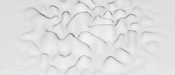 Poster - Abstract background with distorted line shapes on a white background. Monochrome sound line waves.