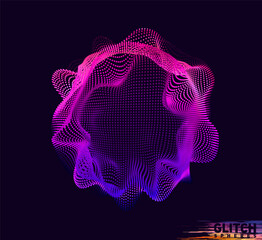 Poster - Corrupted violet point sphere. Abstract vector colorful mesh on dark background. Futuristic style card.