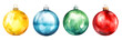 © Lyalya Go - Set of watercolor painted Christmas balls, decoration, clip art