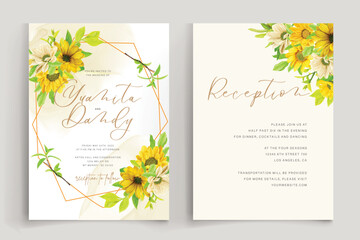 Canvas Print - watercolor sunflower invitation card design