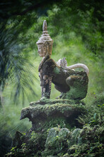 Mythological Creatures, Angel, Guardian Statue At Wat Palad, Or Wat Pha Lat Temple The Secret Hidden Temple Nestled In The Jungle On The Doi Suthep Mt. Travel Destination Chiang Mai, Thailand.