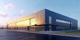Fototapeta  - Newly built logistics park with warehouse, loading hub