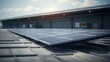 Warehouse roofs with solar panels, factories with renewable energy, solar energy with industry