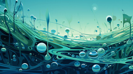 Aufkleber - A painting of water bubbles floating in the air