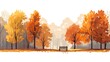 Autumn foliage in a park vector simple 3d smooth iso