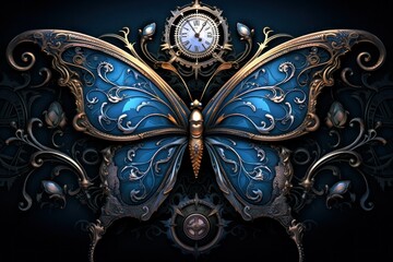 Wall Mural - Whimsical Clockwork Butterflies - Generative AI