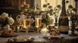 A vintage-style New Year's Eve party with champagne.