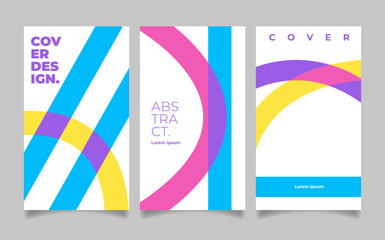 Poster - Creative covers, layouts or posters concept in modern minimal style. Modern cover design template with colorful dynamic overlay lines