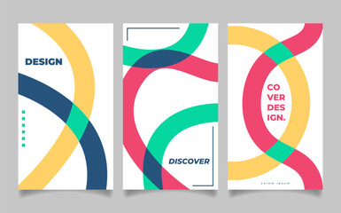 Poster - Creative covers, layouts or posters concept in modern minimal style. Modern cover design template with colorful dynamic overlay lines