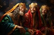 Wise Men Follow the Guiding Star on Their Pilgrimage to Find the Infant Savior, Bearing Gifts of Gold, Frankincense, and Myrrh